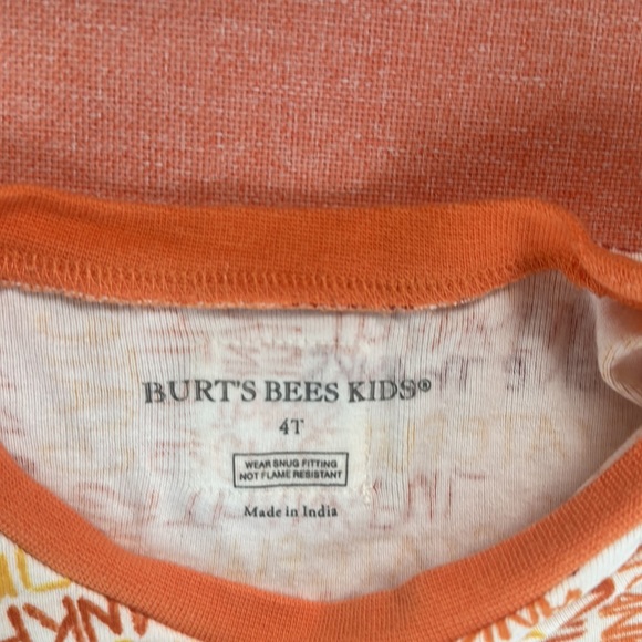 Burt’s Bees Organic Cotton Thankful Give Thanks Thanksgiving pajamas unisex 4T 4 - Picture 4 of 11